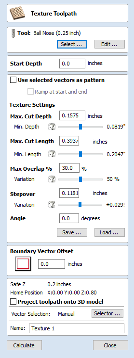 Texture Toolpath Form